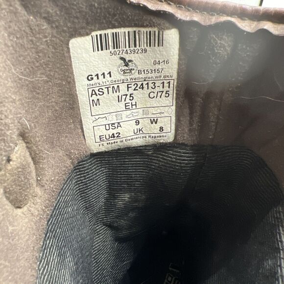 Georgia Men’s Size 9 W Wide Waterproof Steel Toe 11" Work Boots-Wellington Brown - Picture 9 of 9